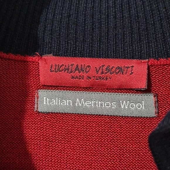 Luciano Visconti Red 1/4 Zip Pullover Sweater Size Large - Picture 5 of 7